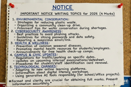  Important Notice Writing Topics for 2026 (4 Marks)